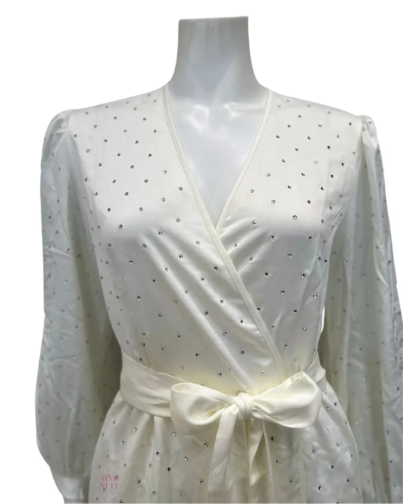 754 Ivory Marilyn Charmeuse Wrap Robe