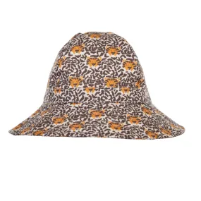 ACORN KIDS - TIGER FACE WIDE BRIM INFANT HAT: CREAM/BROWN