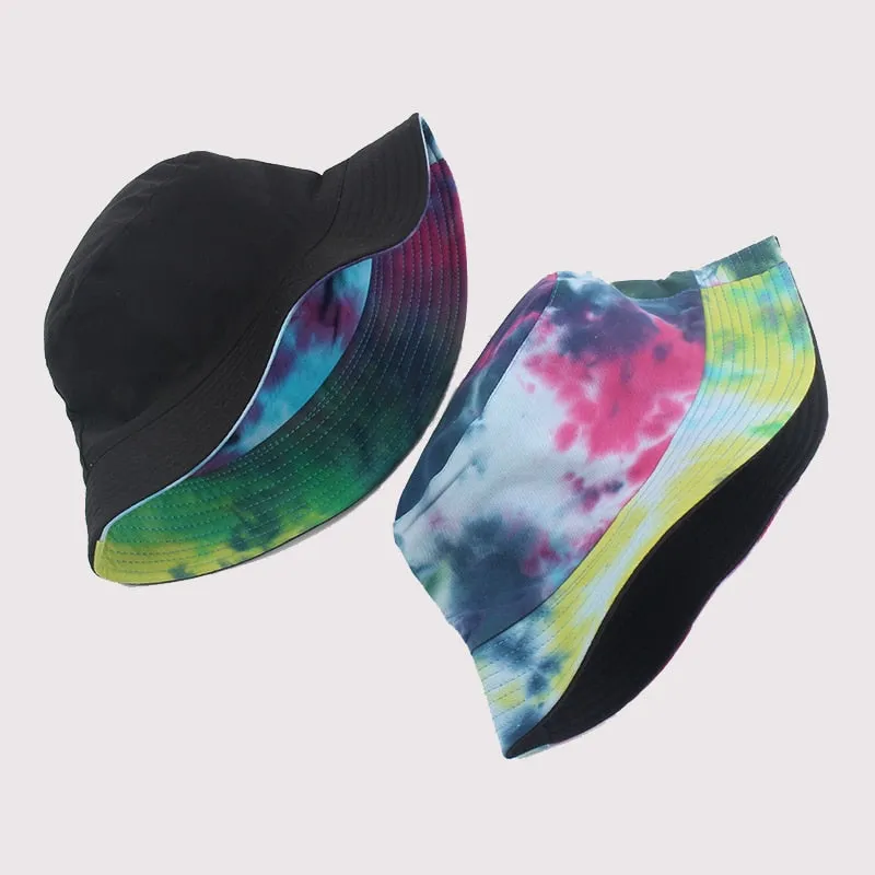 Adult Bucket Hat Fisherman Hat Reversible Fishing Hat Colourful Graffiti Bob Caps Hip Hop Creative Tie Dye Gorros Men Women