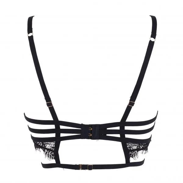 Alexandra Eyelash Lace Mesh Bra - Black -