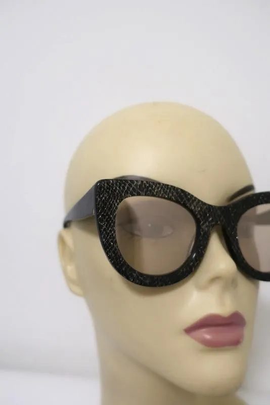 Alice   Olivia Delancey Silver Snake Print Mirrored Cat Eye Sunglasses