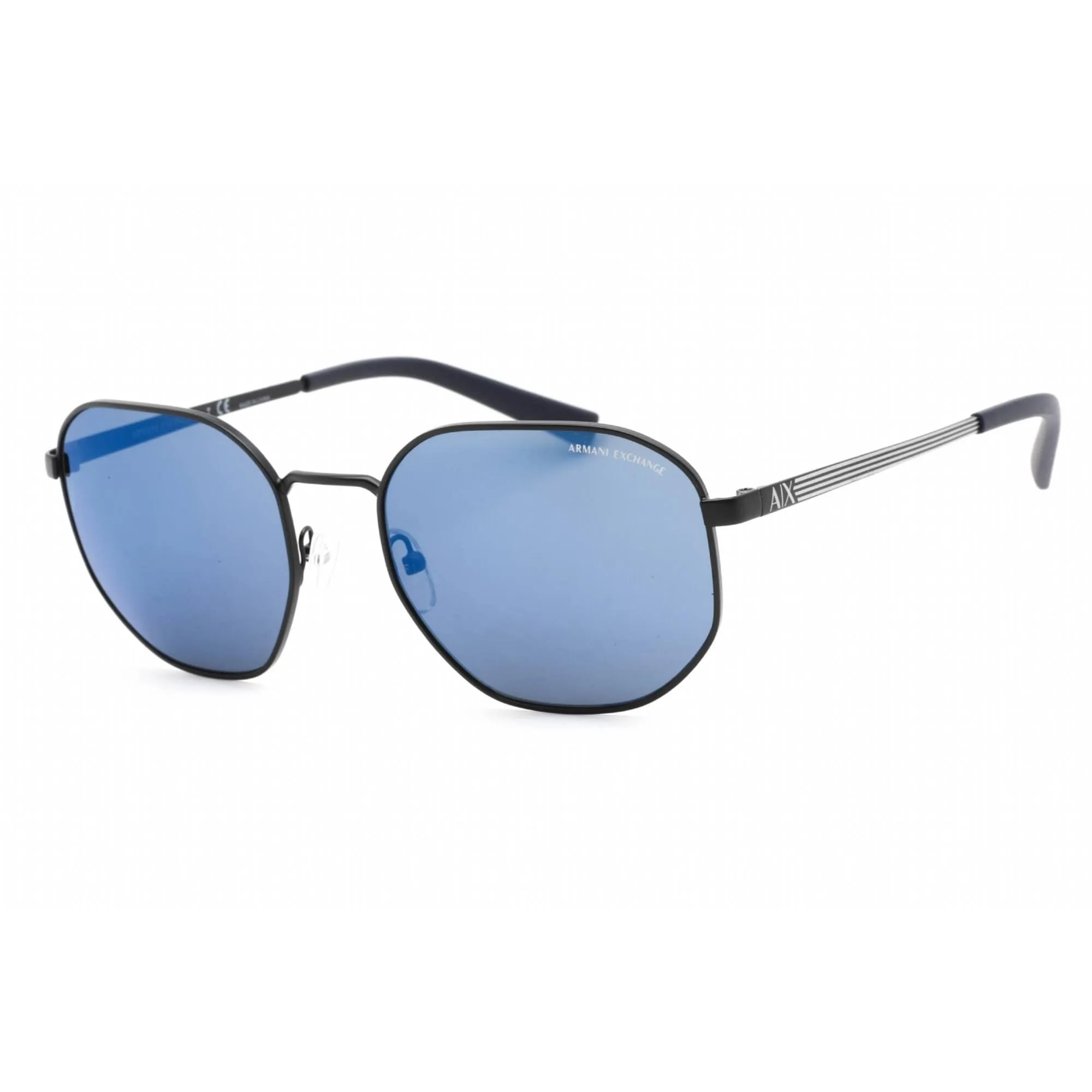 Armani Exchange Unisex Sunglasses - Matte Blue Metal Round Frame | 0AX2036S 609955