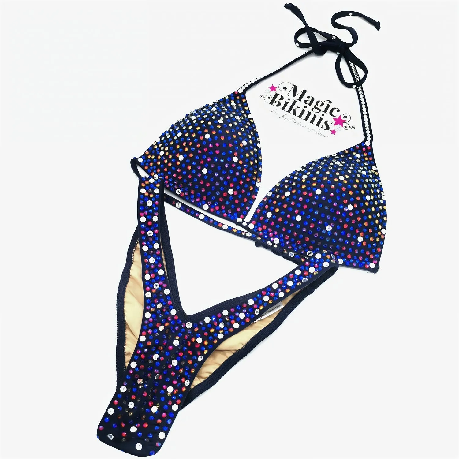 Bikini No.44 Navy Blue with Mixed Crystals