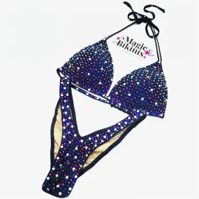 Bikini No.44 Navy Blue with Mixed Crystals