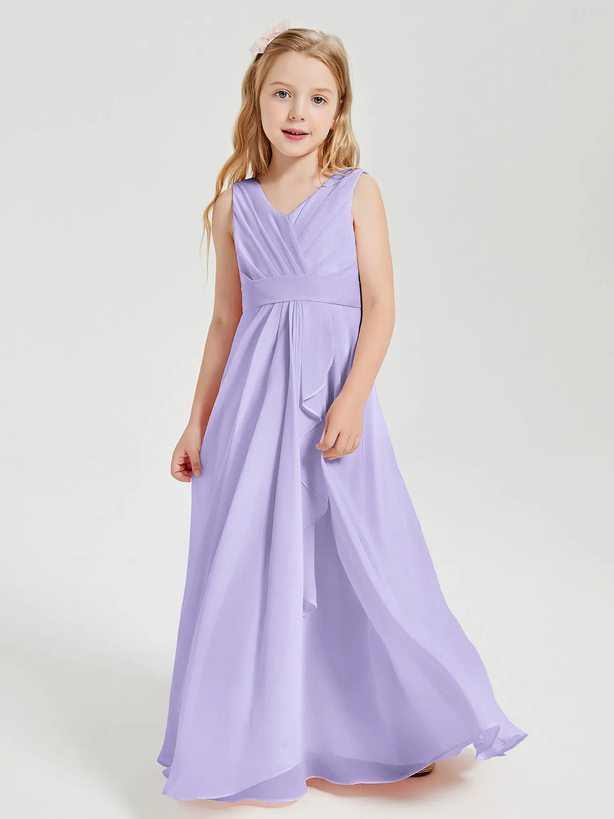 Boho Robes de Demoiselle d'Honneur Longues en Mousseline Lilas