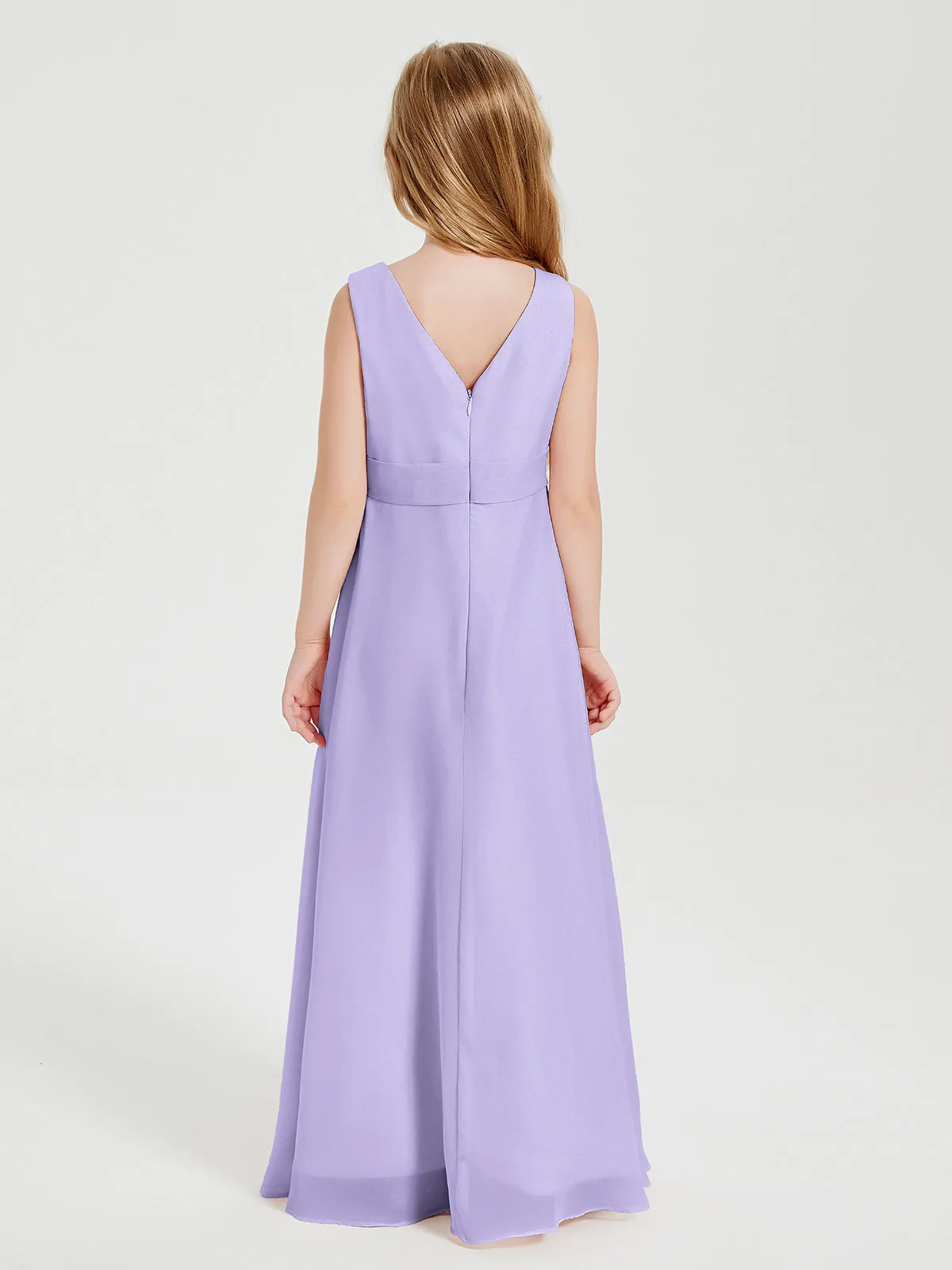 Boho Robes de Demoiselle d'Honneur Longues en Mousseline Lilas