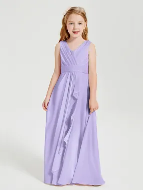 Boho Robes de Demoiselle d'Honneur Longues en Mousseline Lilas