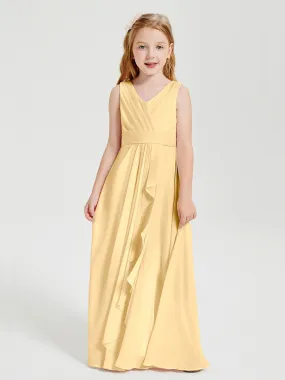Boho Robes de Demoiselle d'Honneur Longues en Mousseline Or