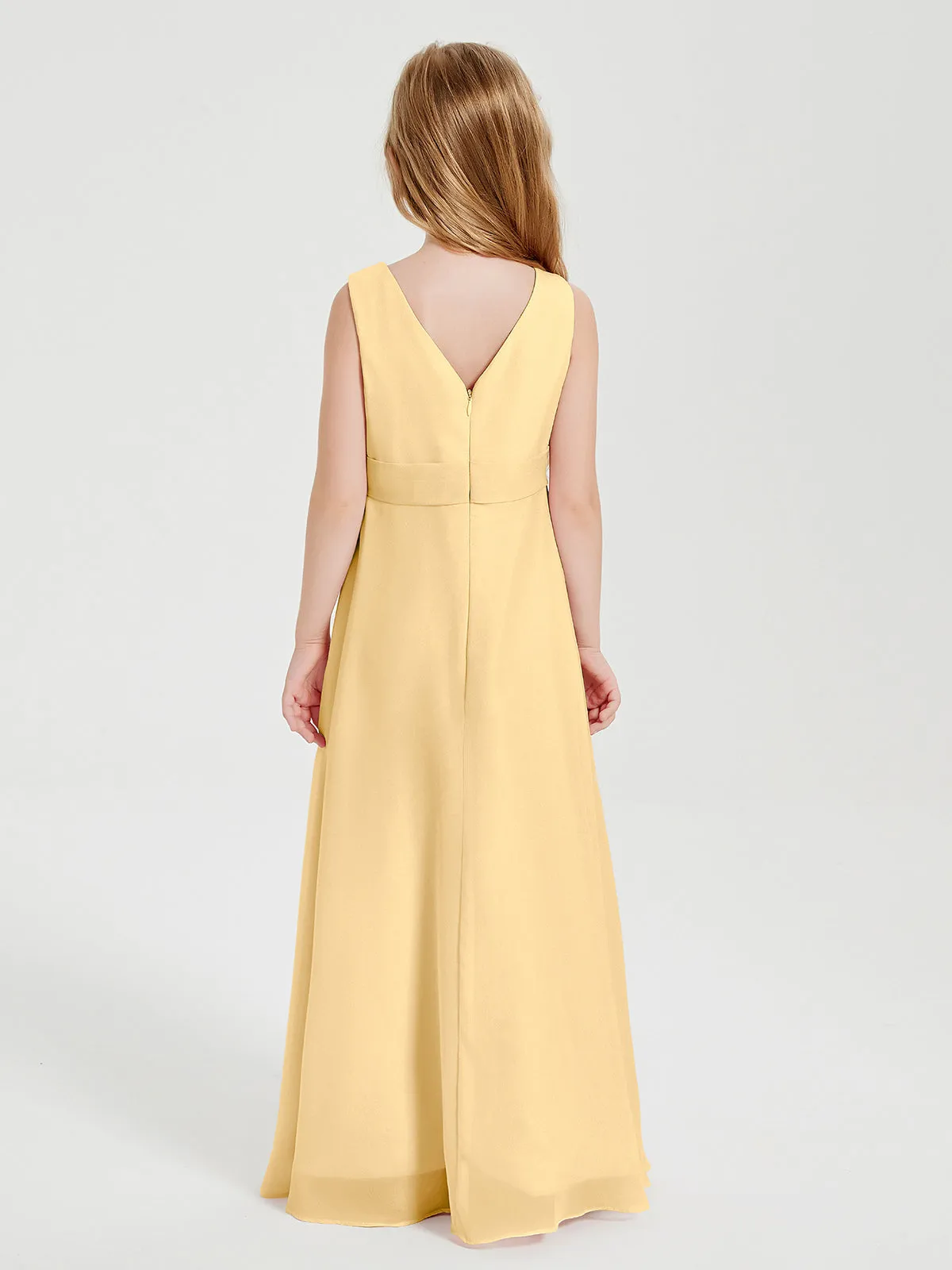Boho Robes de Demoiselle d'Honneur Longues en Mousseline Or