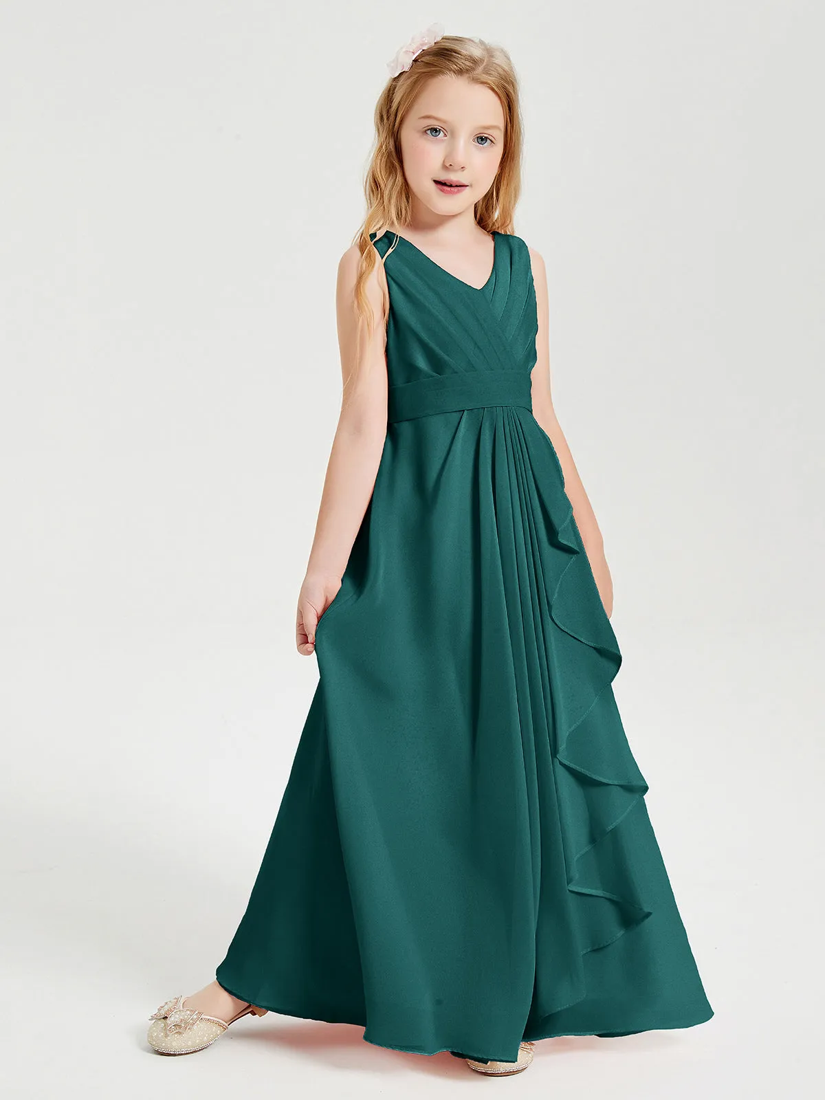 Boho Robes de Demoiselle d'Honneur Longues en Mousseline Paon