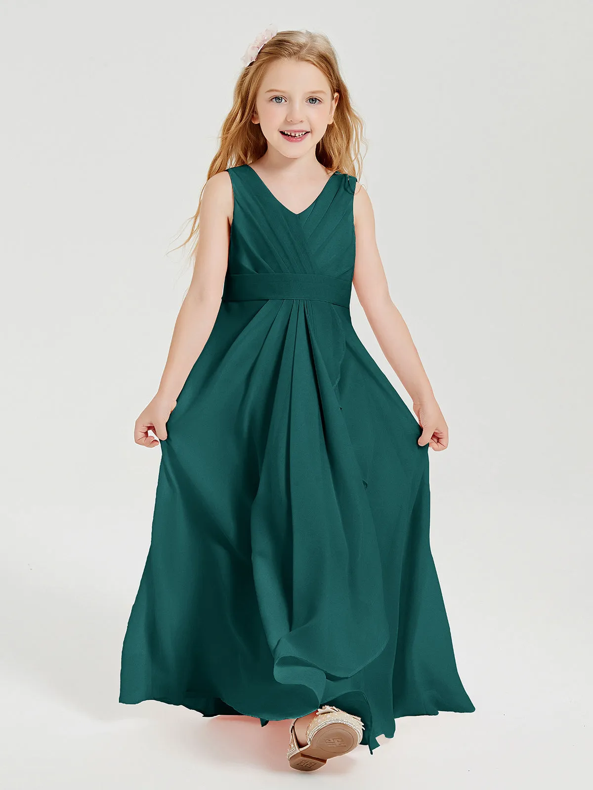 Boho Robes de Demoiselle d'Honneur Longues en Mousseline Paon