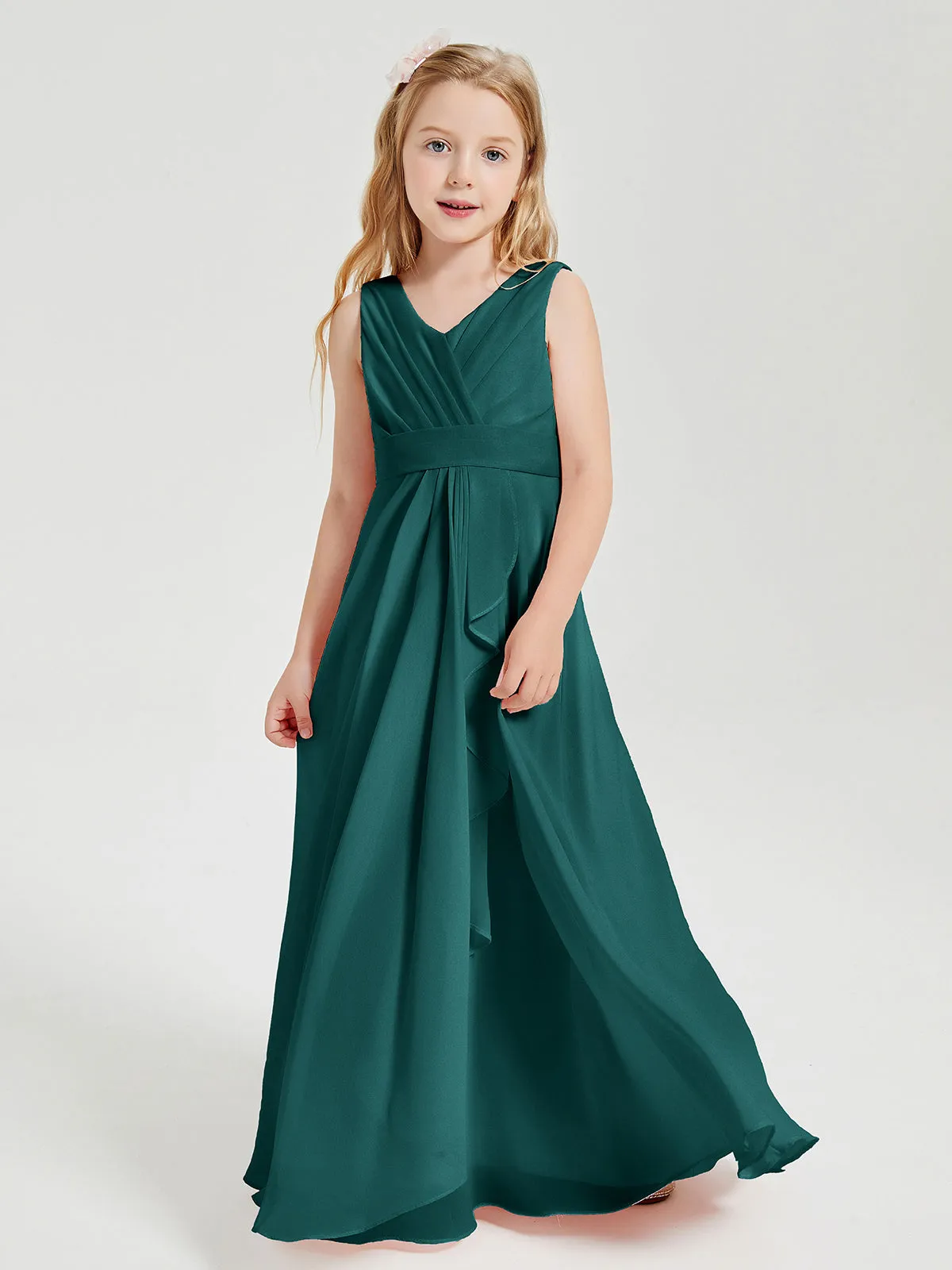 Boho Robes de Demoiselle d'Honneur Longues en Mousseline Paon