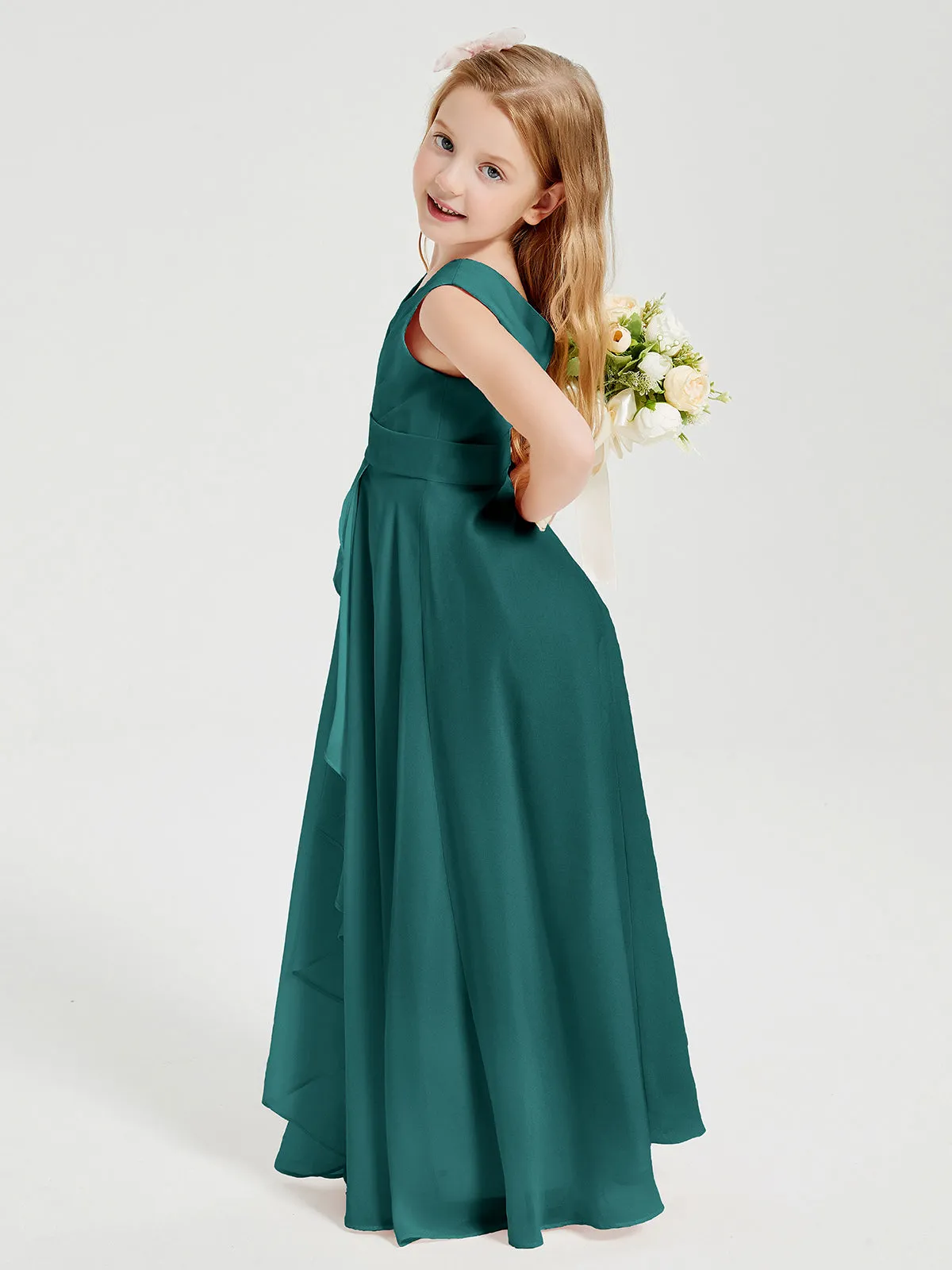Boho Robes de Demoiselle d'Honneur Longues en Mousseline Paon