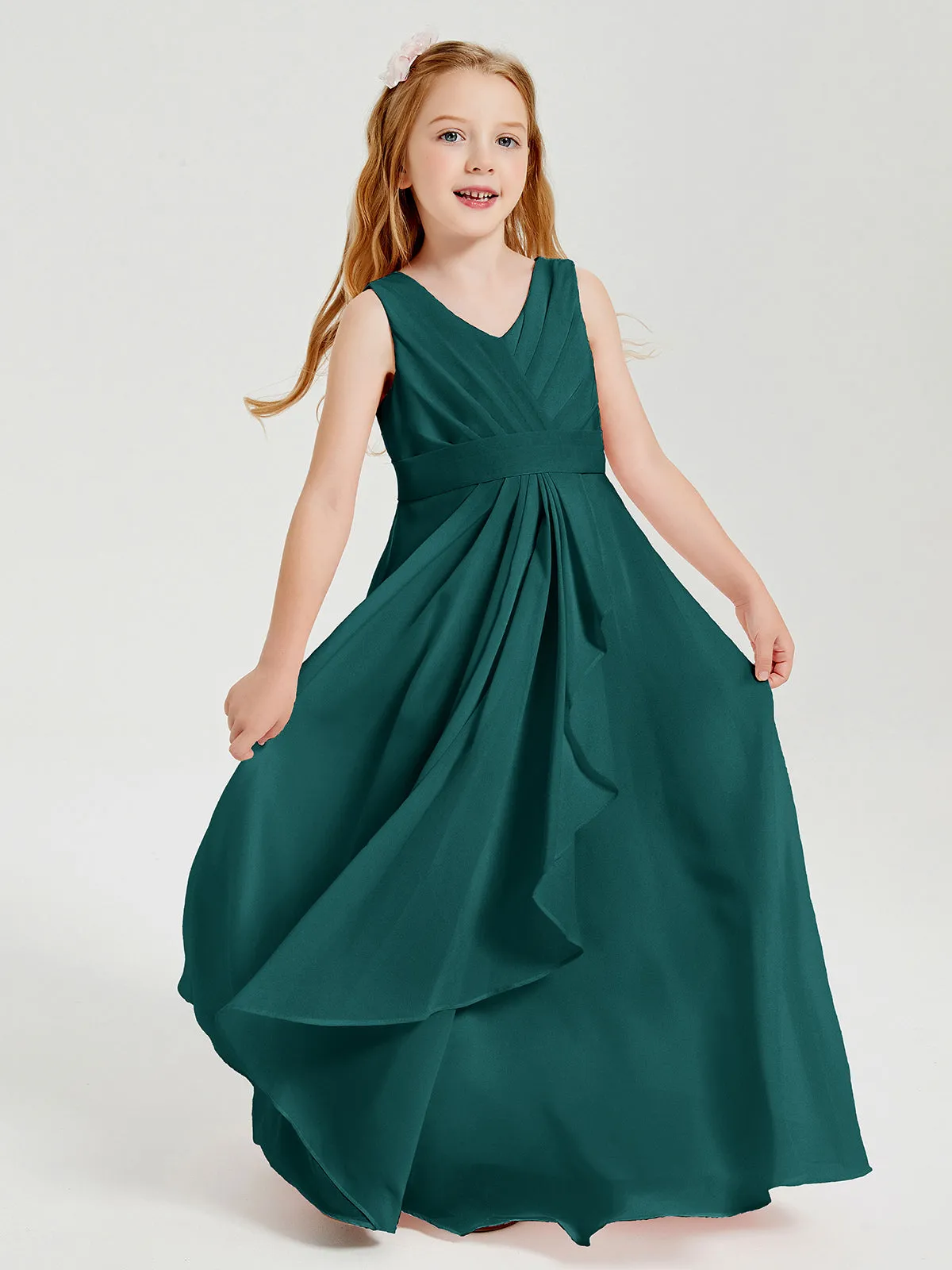 Boho Robes de Demoiselle d'Honneur Longues en Mousseline Paon