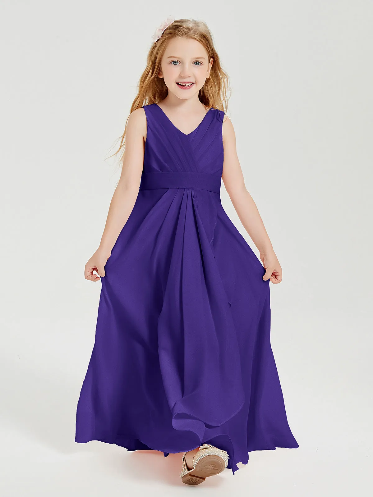 Boho Robes de Demoiselle d'Honneur Longues en Mousseline Régence