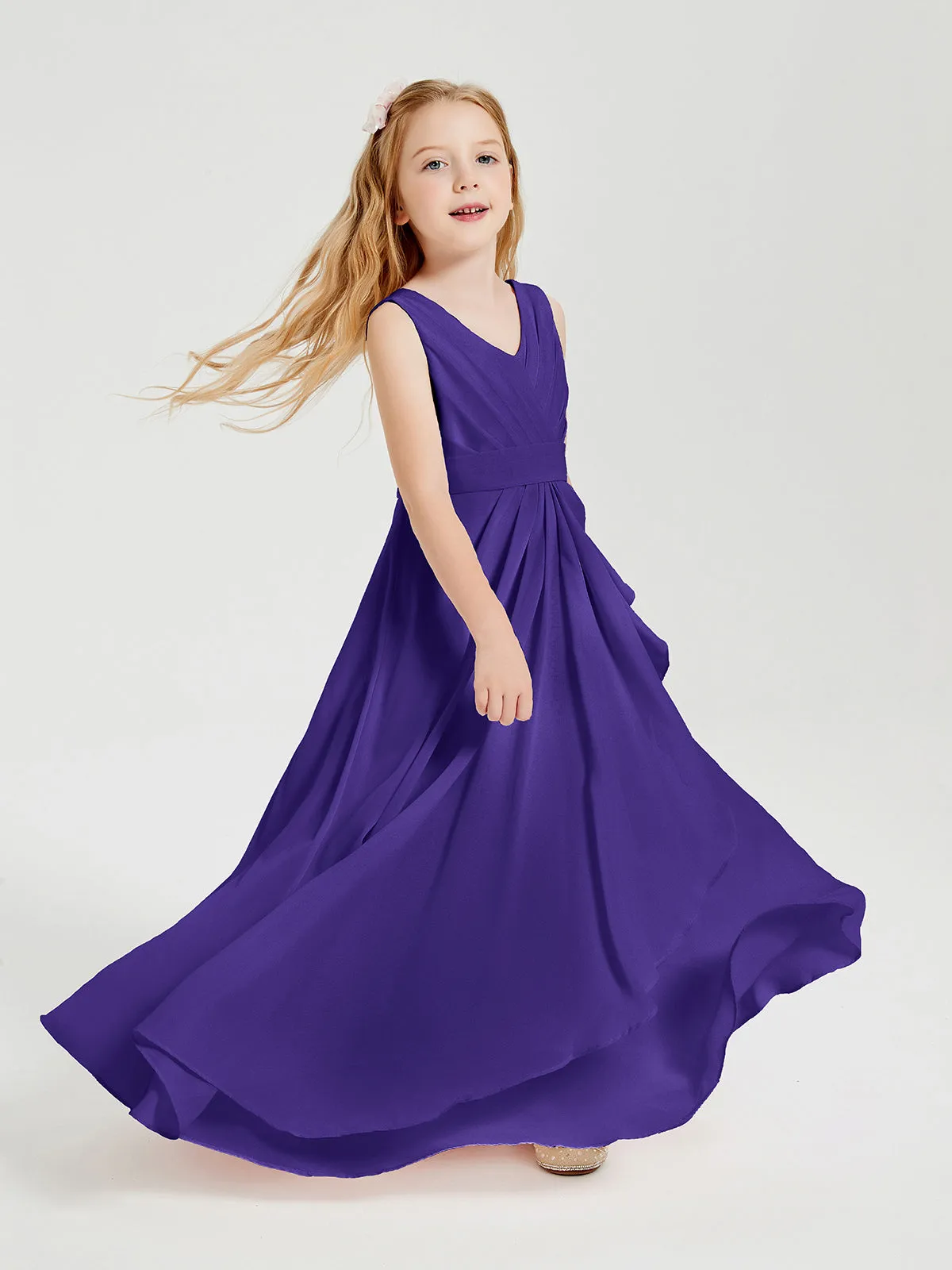 Boho Robes de Demoiselle d'Honneur Longues en Mousseline Régence