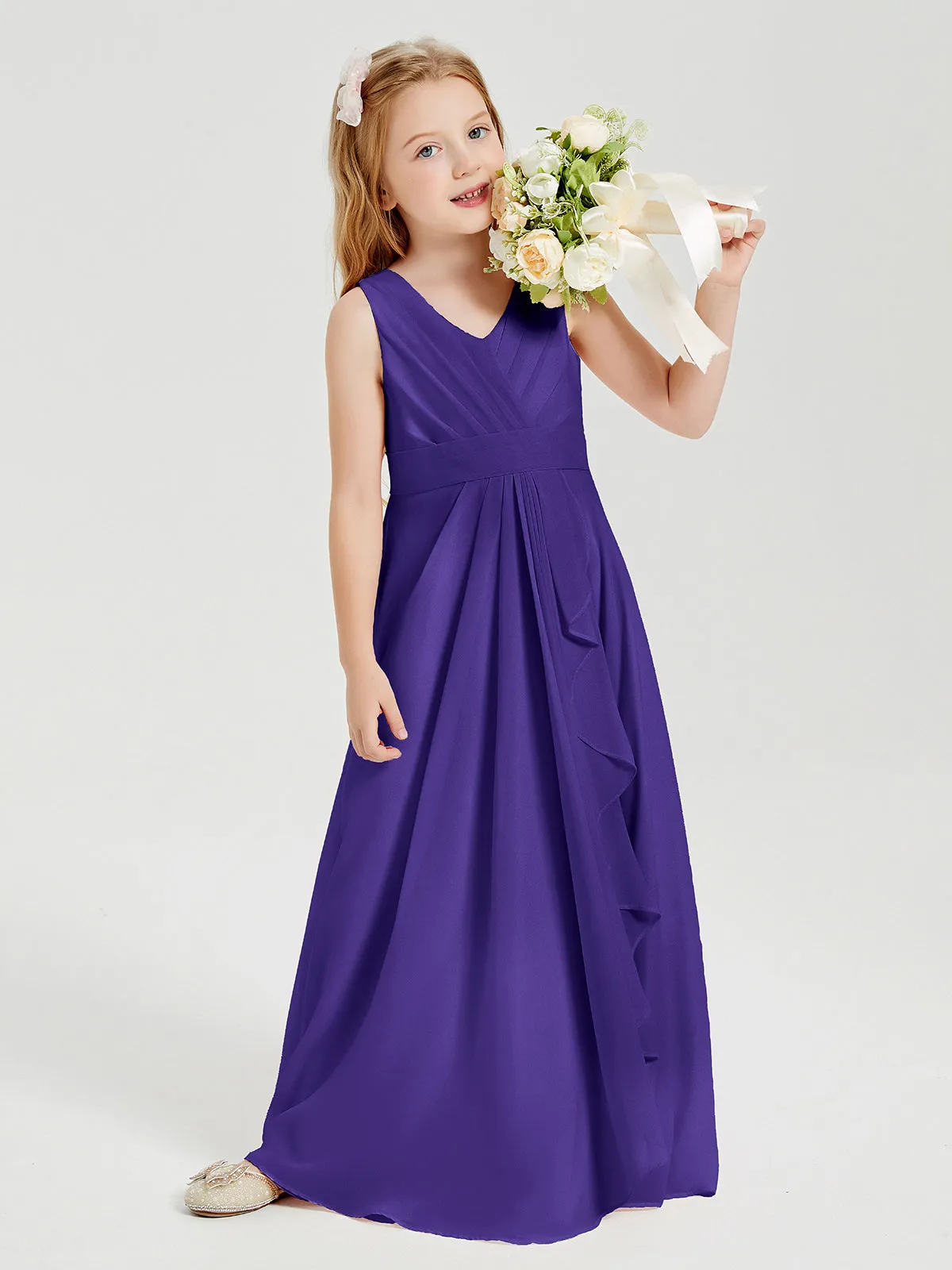 Boho Robes de Demoiselle d'Honneur Longues en Mousseline Régence