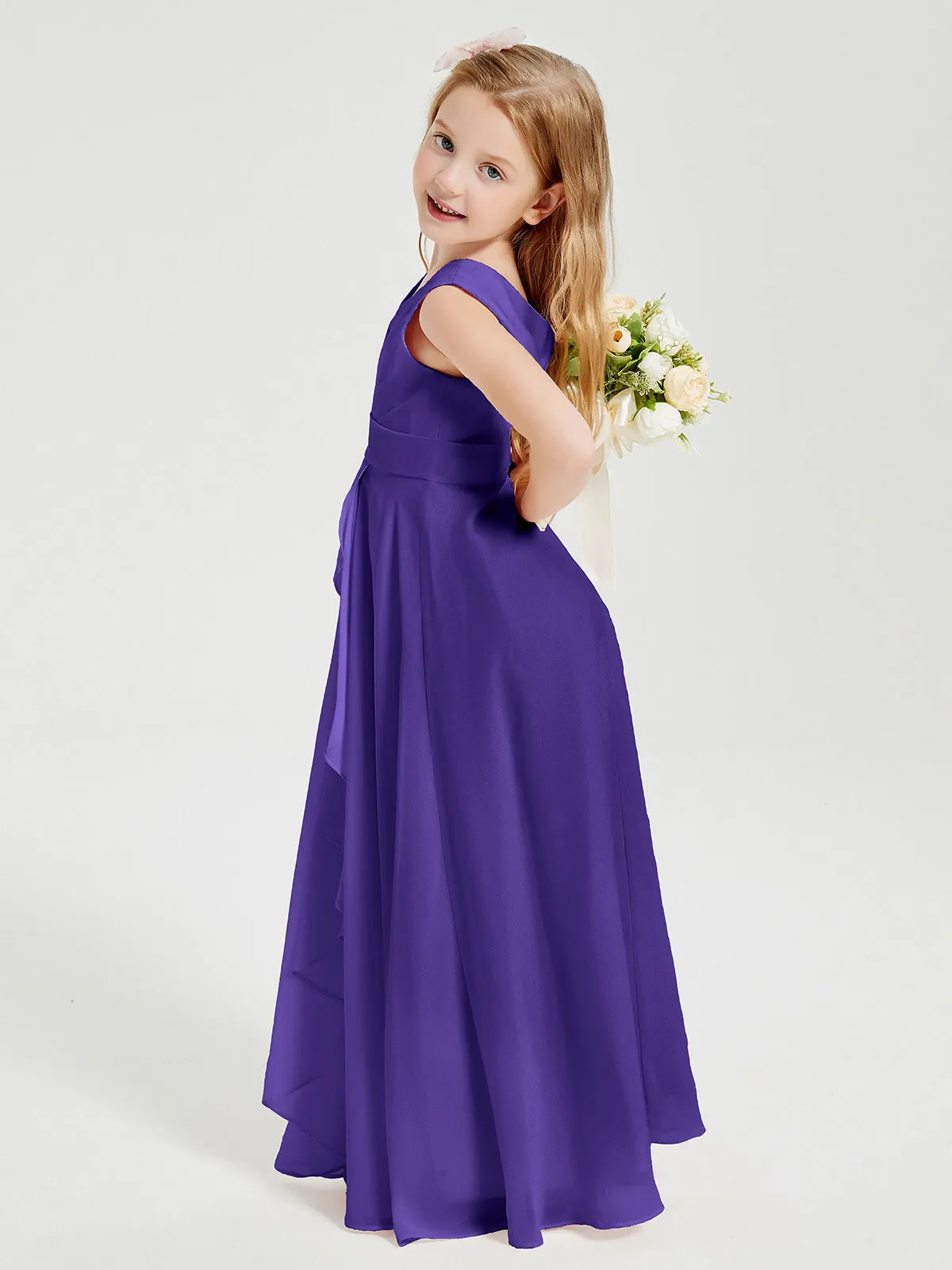 Boho Robes de Demoiselle d'Honneur Longues en Mousseline Régence
