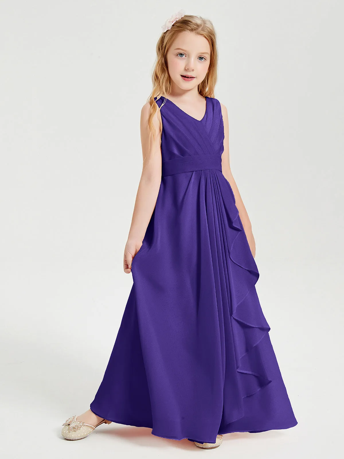 Boho Robes de Demoiselle d'Honneur Longues en Mousseline Régence