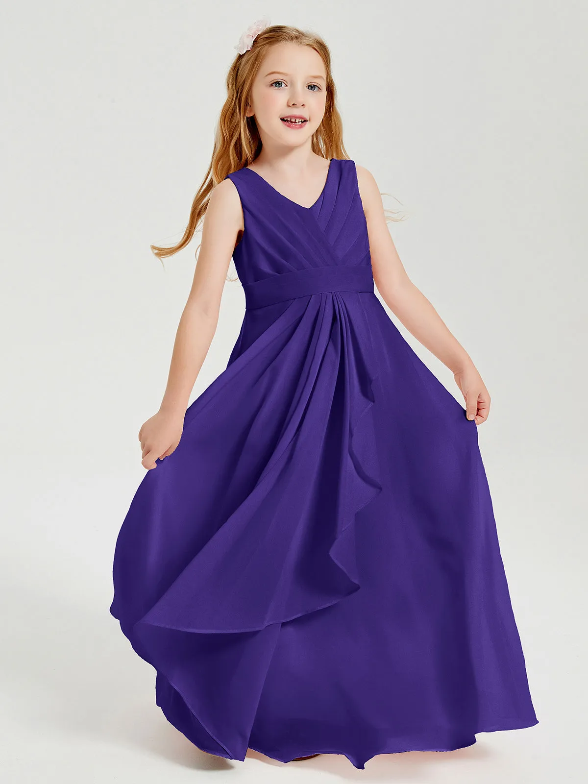 Boho Robes de Demoiselle d'Honneur Longues en Mousseline Régence