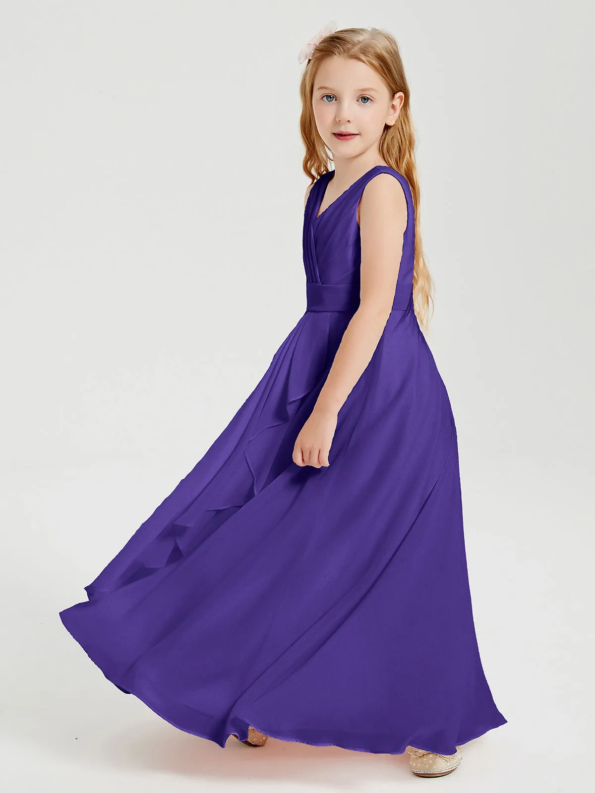 Boho Robes de Demoiselle d'Honneur Longues en Mousseline Régence
