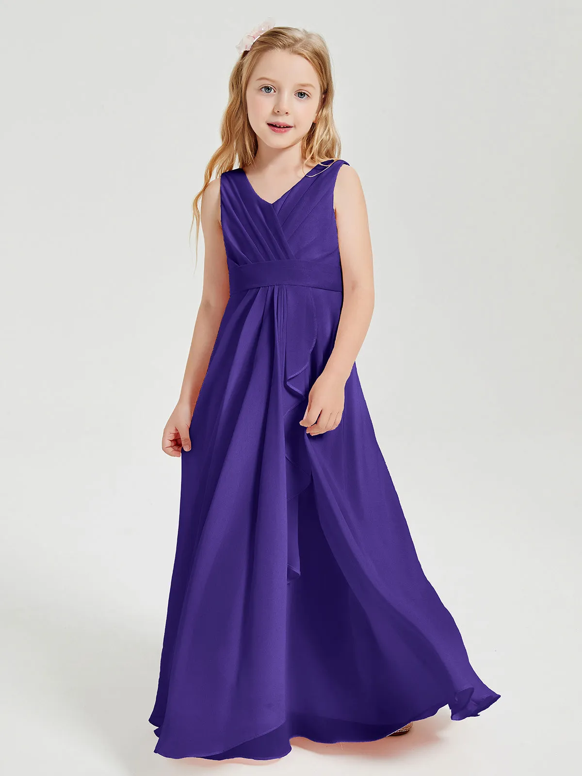 Boho Robes de Demoiselle d'Honneur Longues en Mousseline Régence