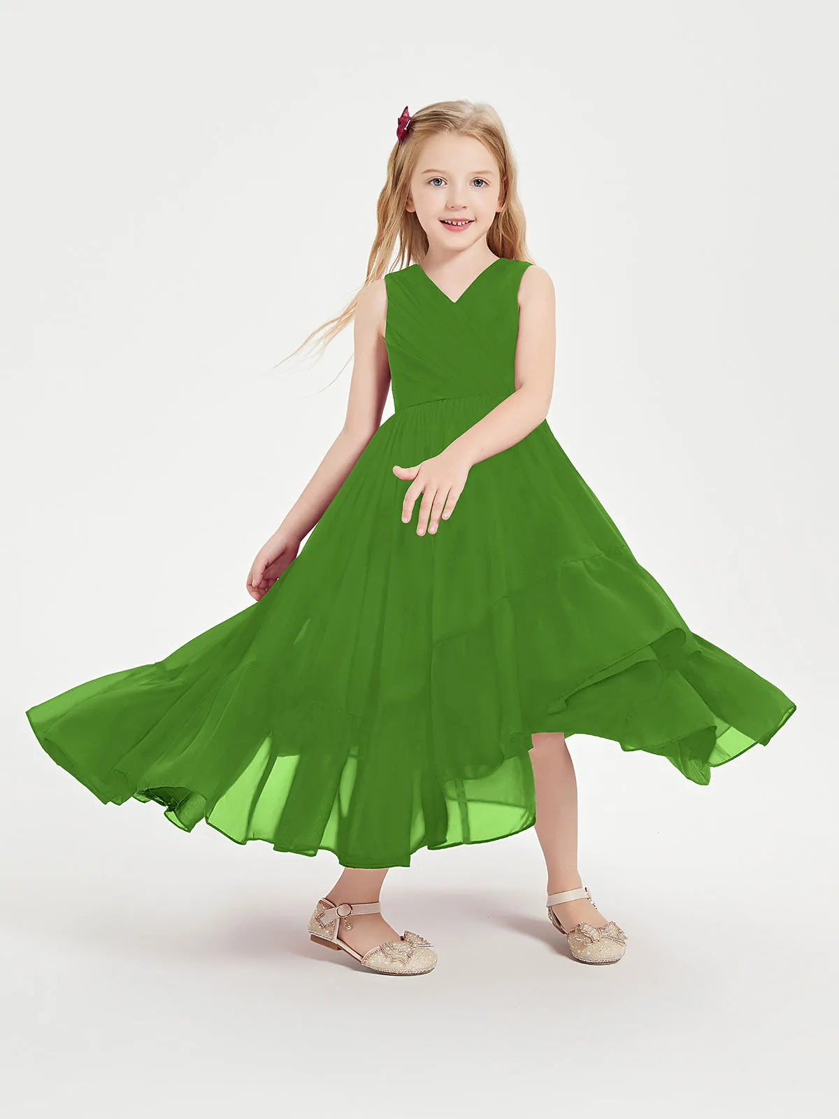 Boho Robes de Demoiselles d'Honneur Junior à Jupe en Cascade Mousse