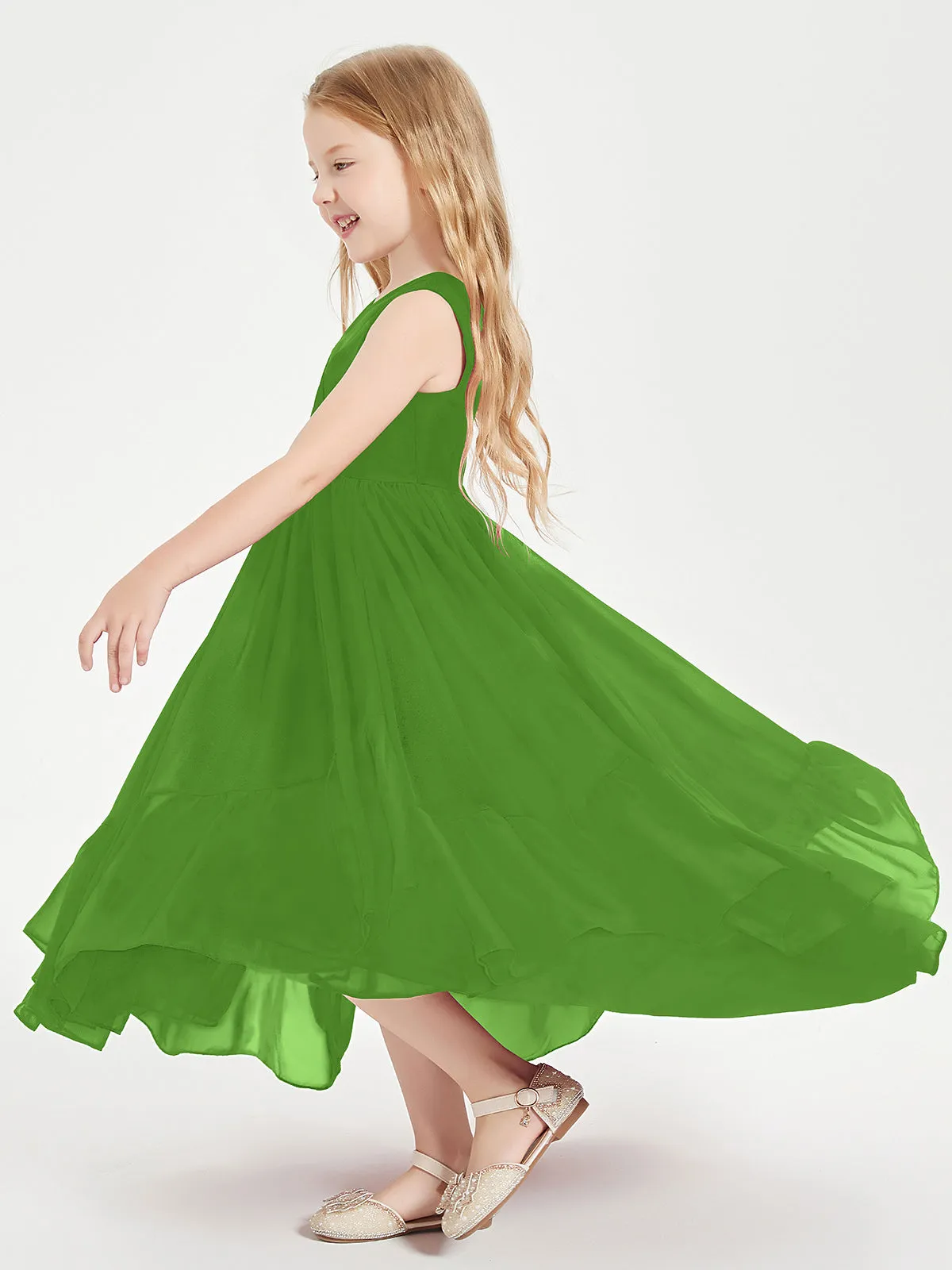 Boho Robes de Demoiselles d'Honneur Junior à Jupe en Cascade Mousse