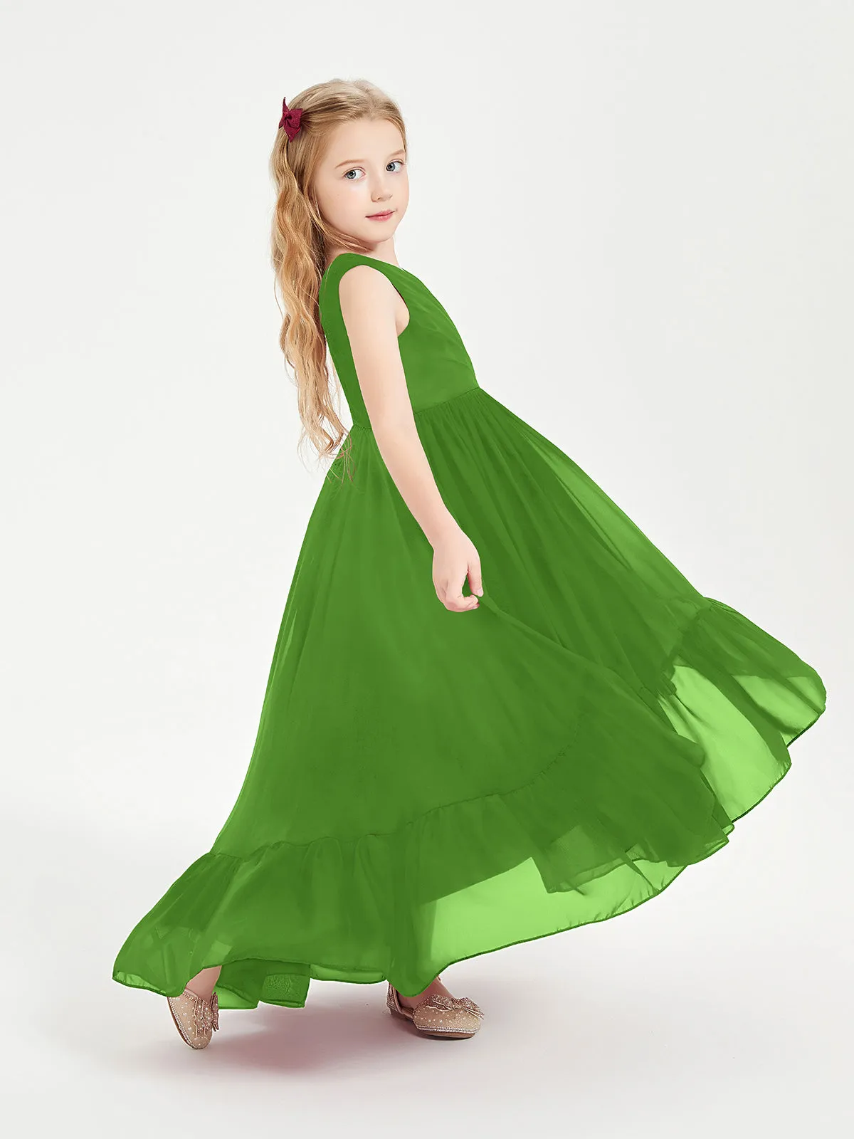Boho Robes de Demoiselles d'Honneur Junior à Jupe en Cascade Mousse