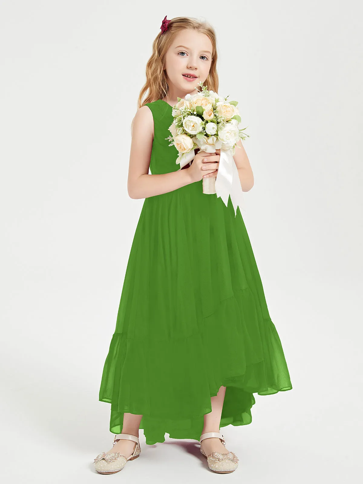 Boho Robes de Demoiselles d'Honneur Junior à Jupe en Cascade Mousse