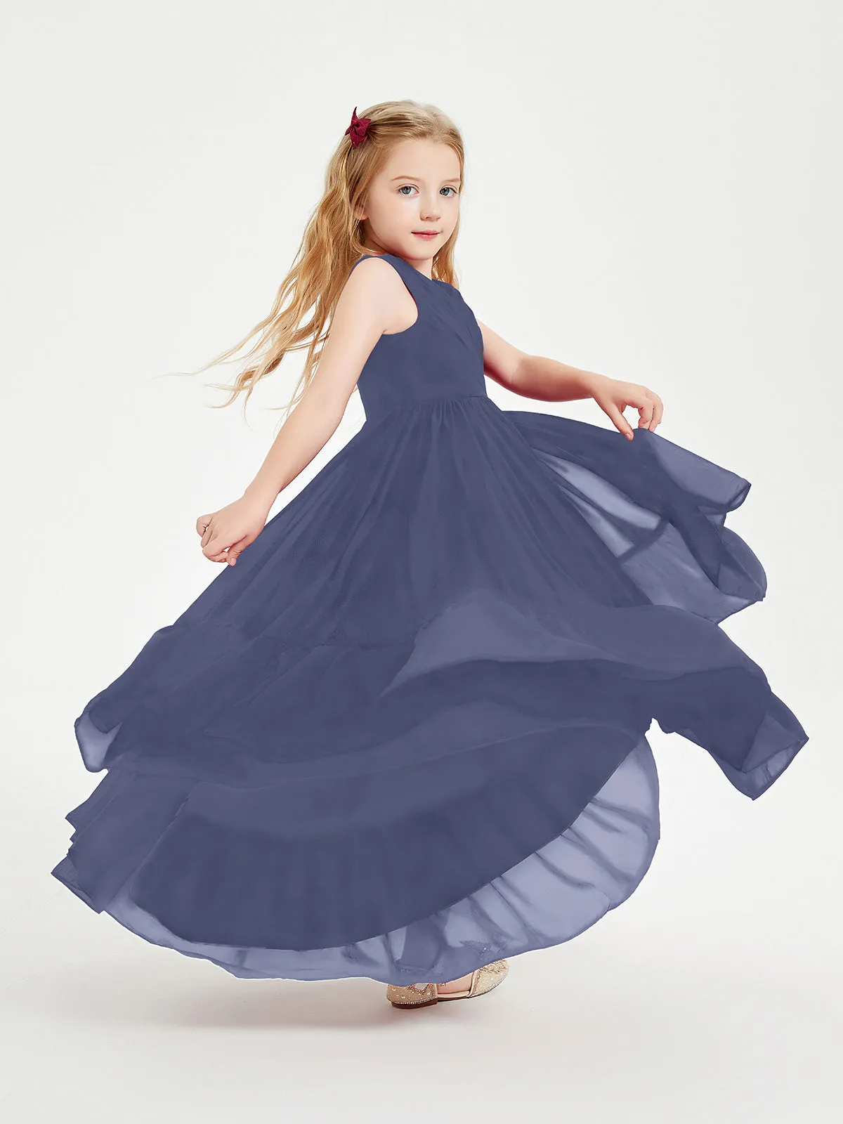 Boho Robes de Demoiselles d'Honneur Junior à Jupe en Cascade Orageux