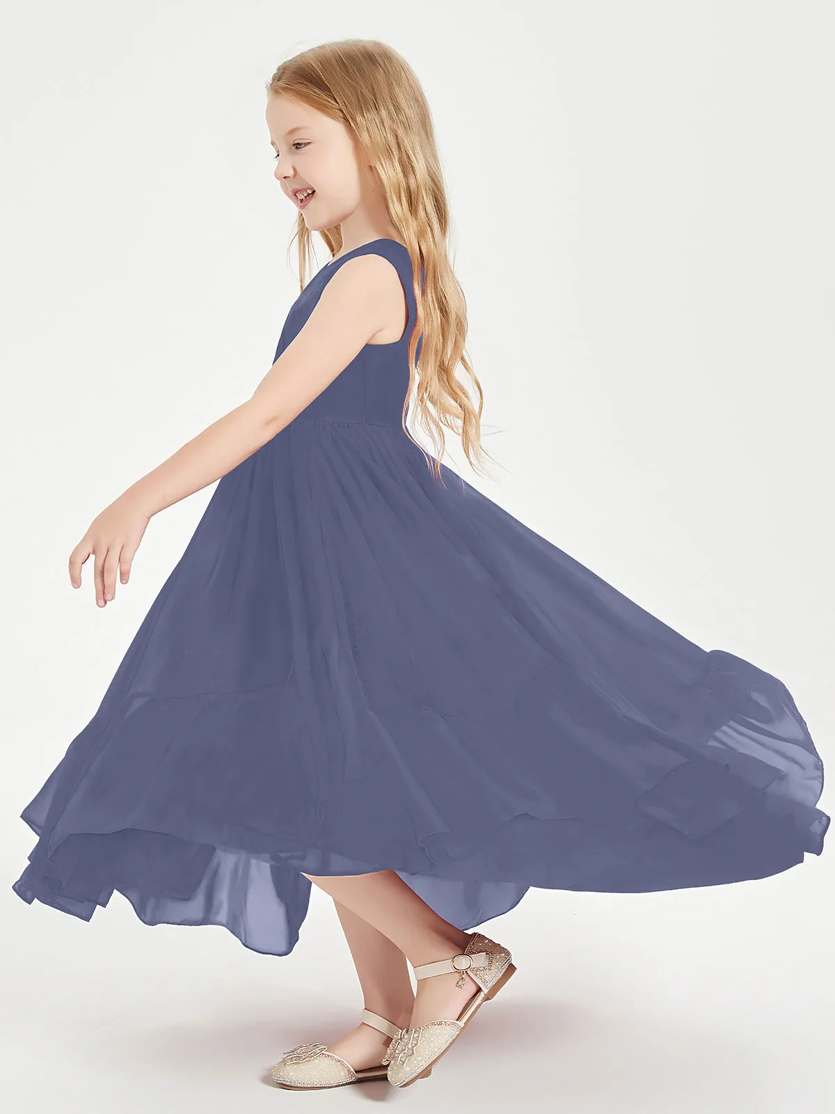 Boho Robes de Demoiselles d'Honneur Junior à Jupe en Cascade Orageux