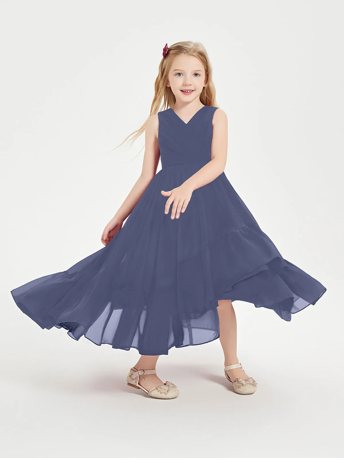 Boho Robes de Demoiselles d'Honneur Junior à Jupe en Cascade Orageux