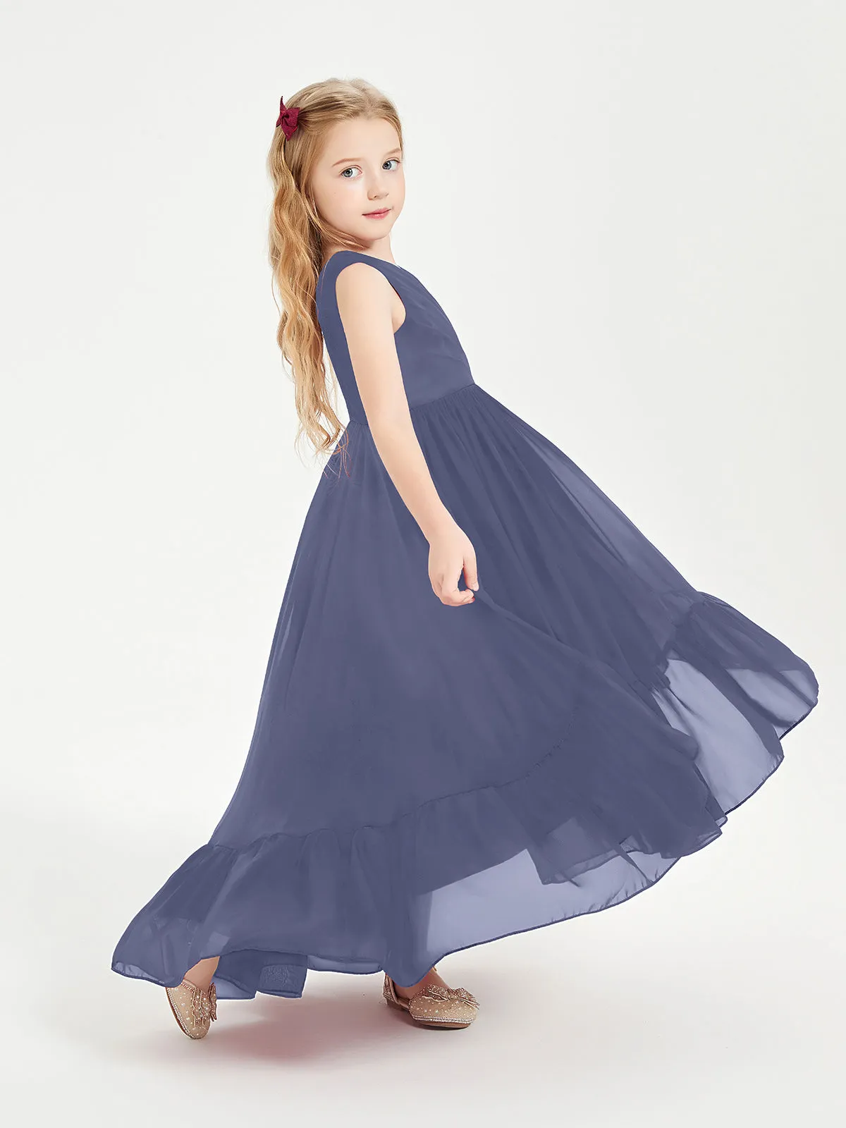 Boho Robes de Demoiselles d'Honneur Junior à Jupe en Cascade Orageux