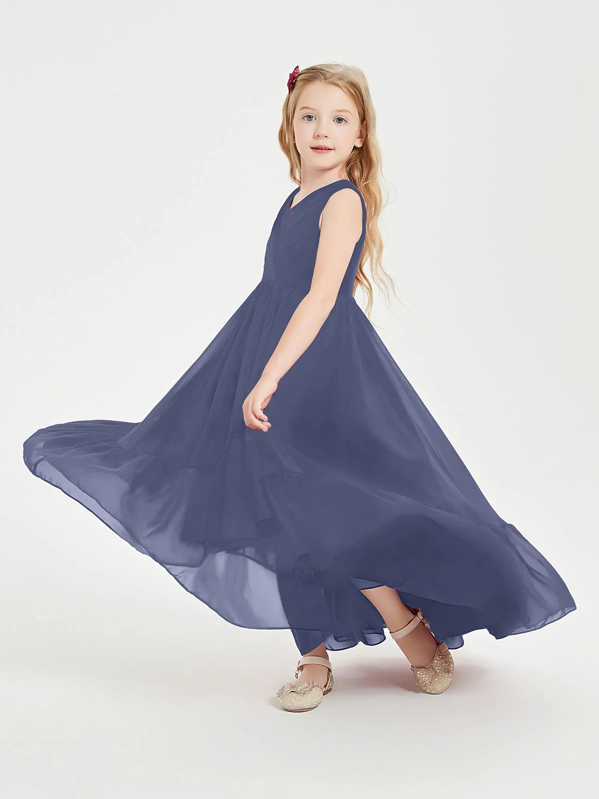 Boho Robes de Demoiselles d'Honneur Junior à Jupe en Cascade Orageux