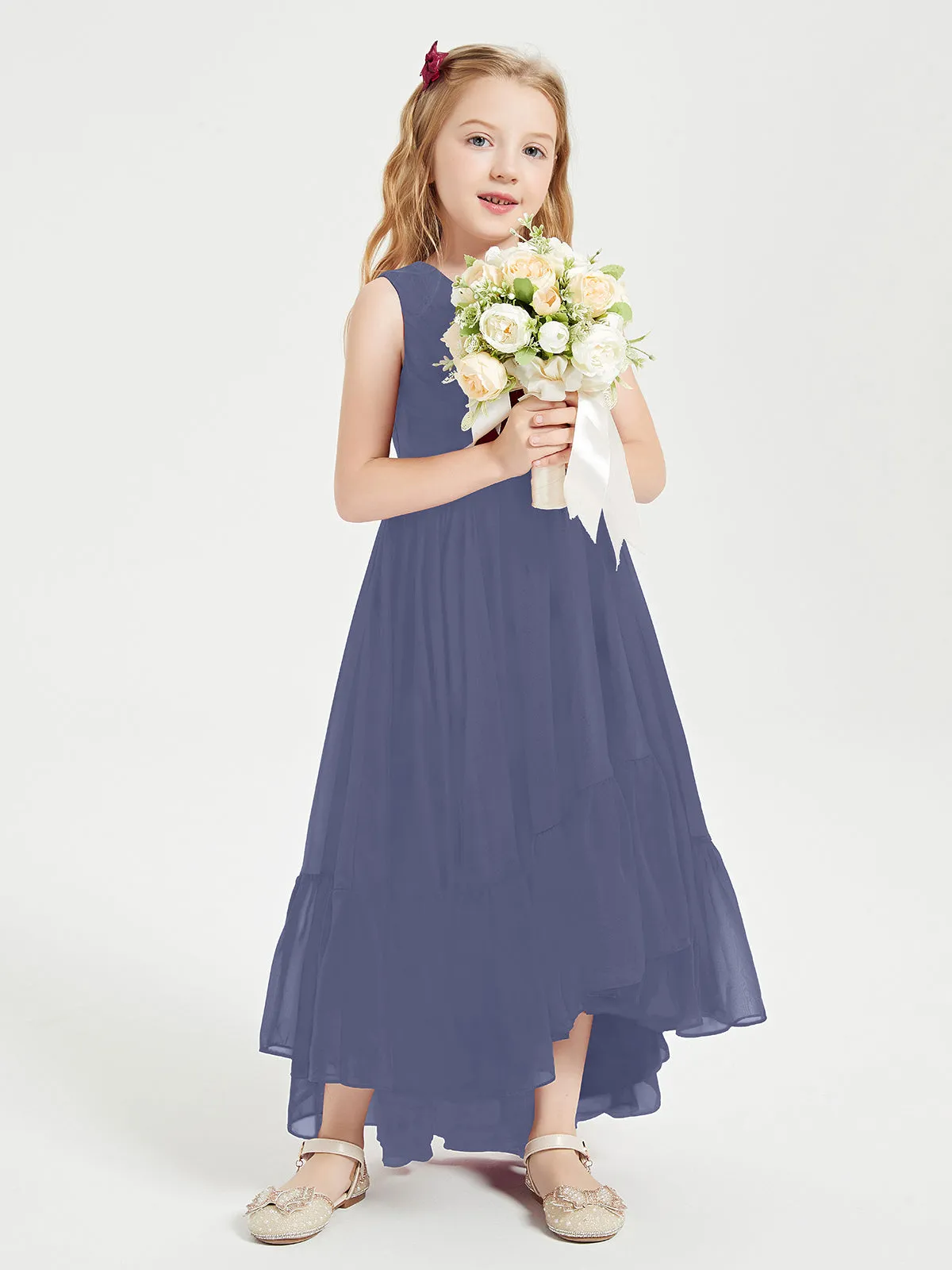 Boho Robes de Demoiselles d'Honneur Junior à Jupe en Cascade Orageux