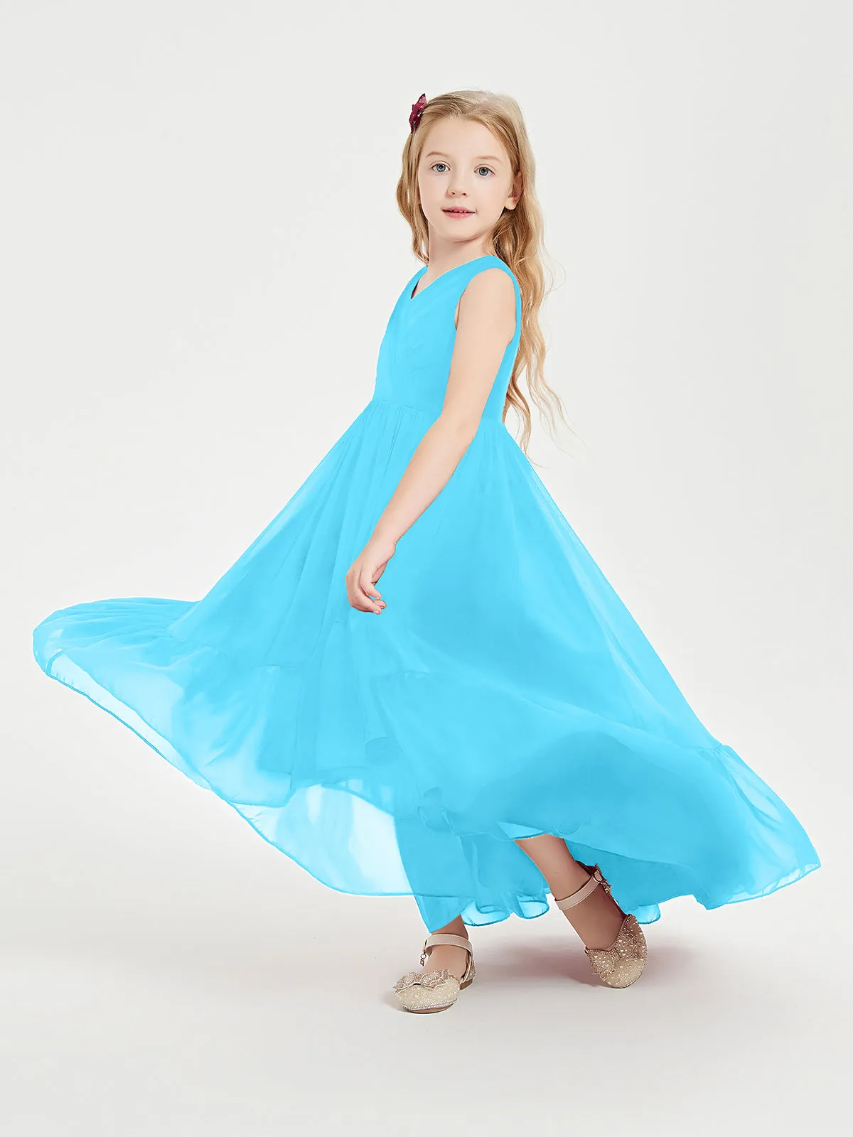 Boho Robes de Demoiselles d'Honneur Junior à Jupe en Cascade Piscine