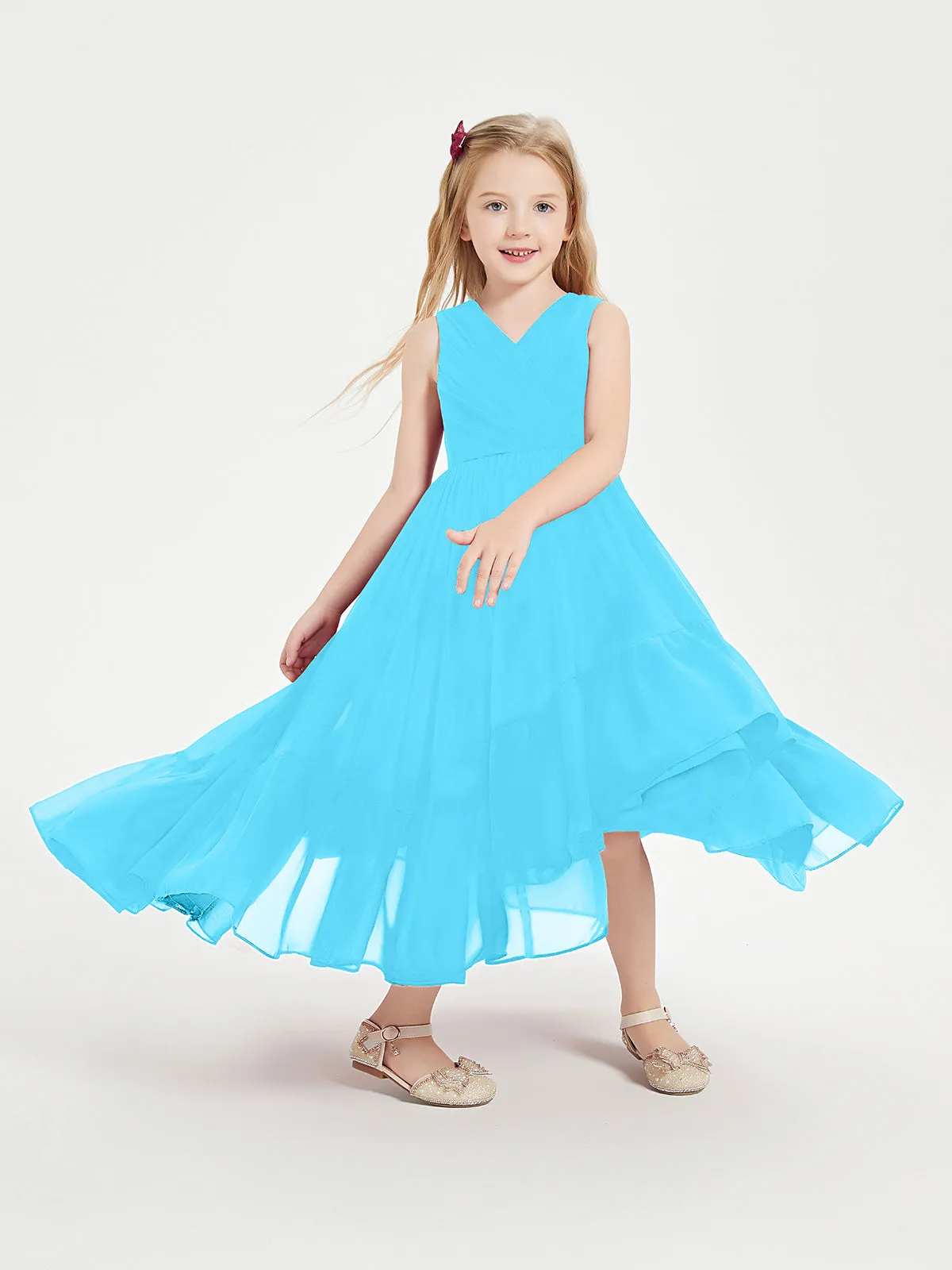 Boho Robes de Demoiselles d'Honneur Junior à Jupe en Cascade Piscine