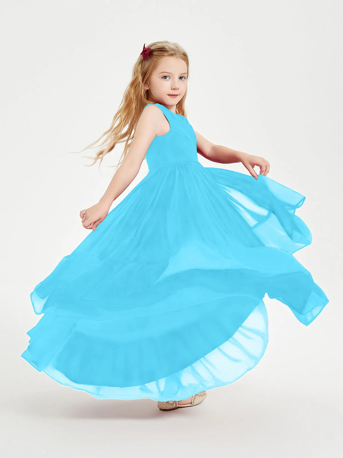 Boho Robes de Demoiselles d'Honneur Junior à Jupe en Cascade Piscine