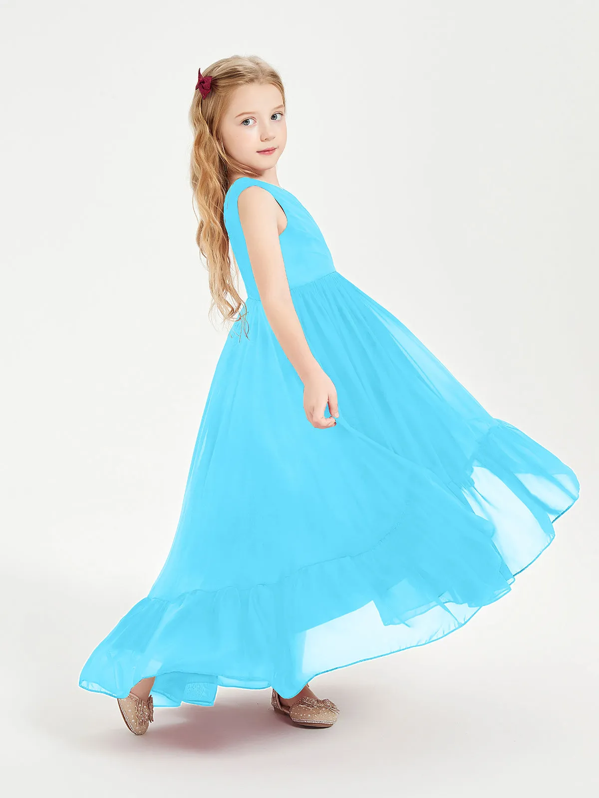 Boho Robes de Demoiselles d'Honneur Junior à Jupe en Cascade Piscine