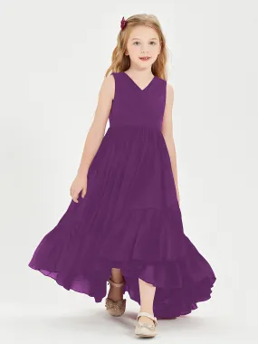 Boho Robes de Demoiselles d'Honneur Junior à Jupe en Cascade Raisin