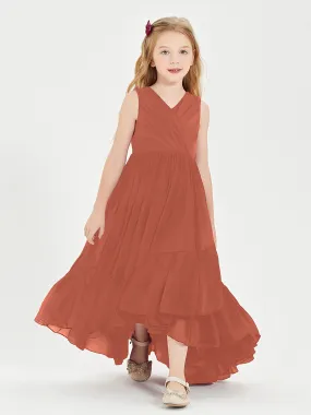 Boho Robes de Demoiselles d'Honneur Junior à Jupe en Cascade Rouille