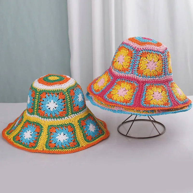 Boho Vibes Handmade Colorful Crochet Summer Bucket Hats