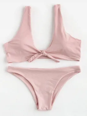 Bow Tie Scoop Neck Bikini Set