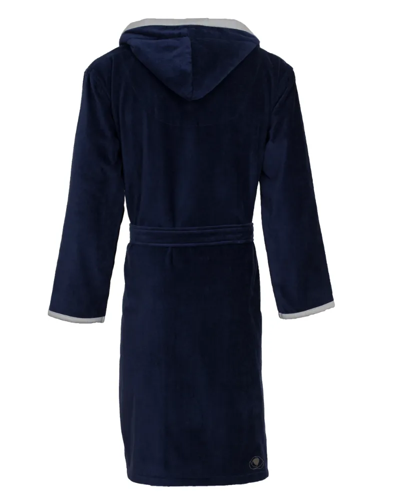 Carl Ross Silver/Night Blue Knee Length Wrap Bathrobe Unisex