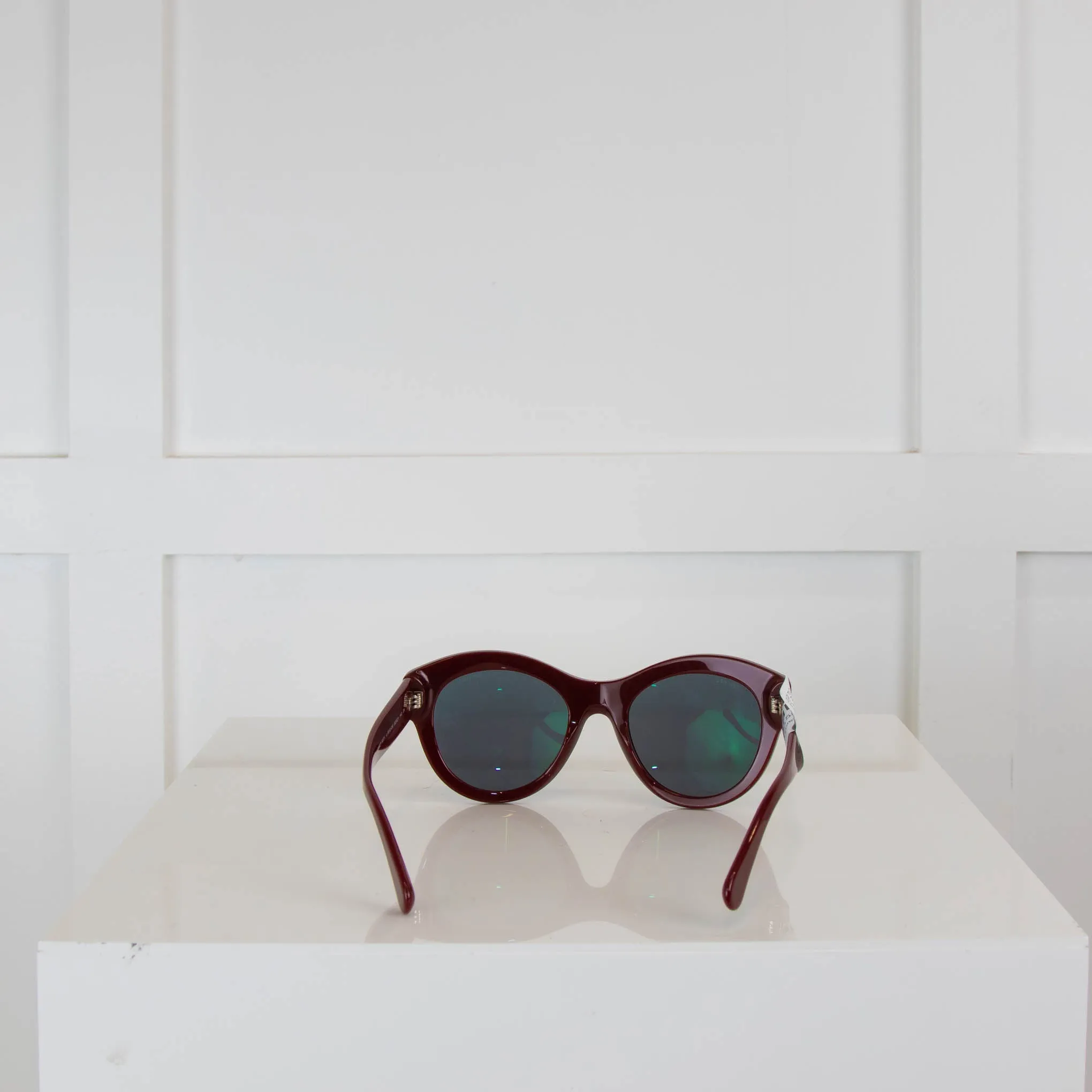 Chanel Burgundy Frame Side CC Logo Sunglasses