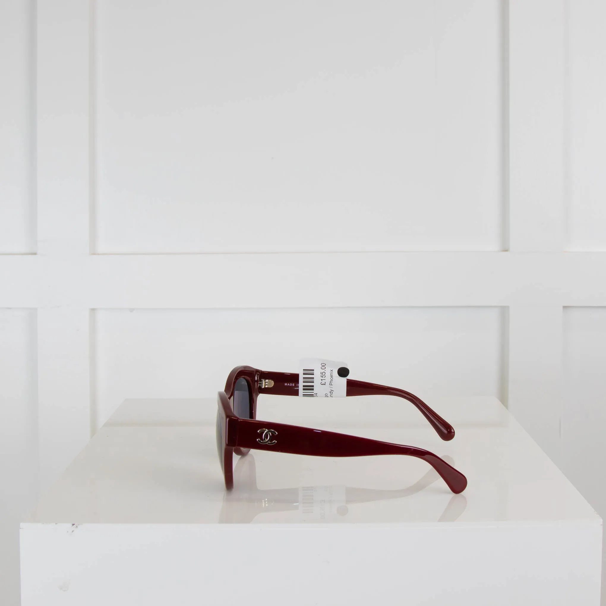 Chanel Burgundy Frame Side CC Logo Sunglasses