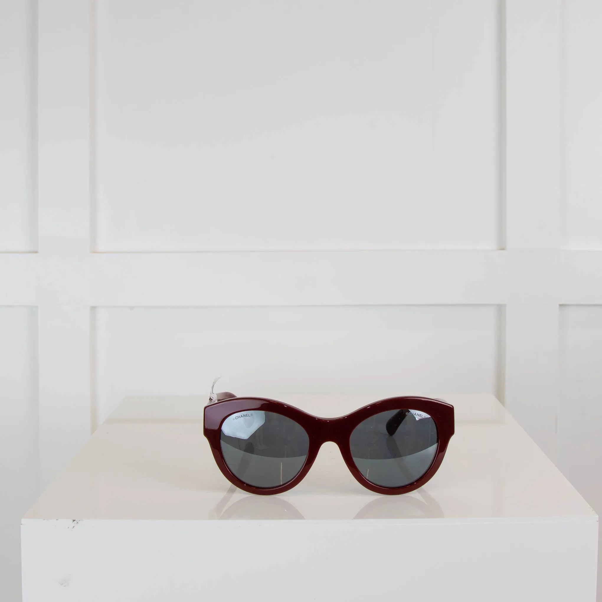 Chanel Burgundy Frame Side CC Logo Sunglasses