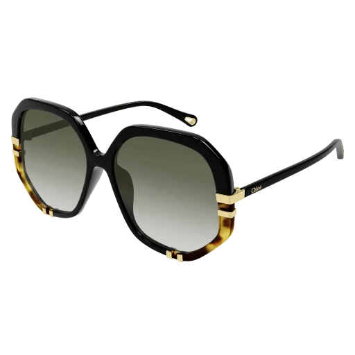 Chloe Black Sunglasses with Green Gradient lenses