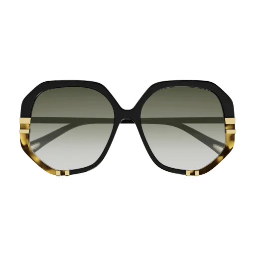 Chloe Black Sunglasses with Green Gradient lenses